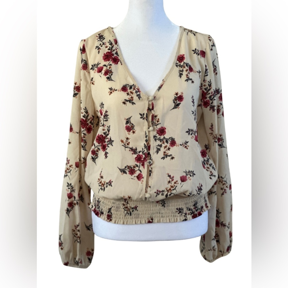 🔵 Sienna Sky Floral Button Front Blouse